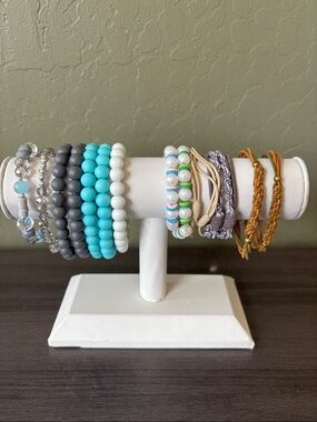 Bracelet Bundle - 15 Mixed Style Beaded and Macrame Stretch Bracelets